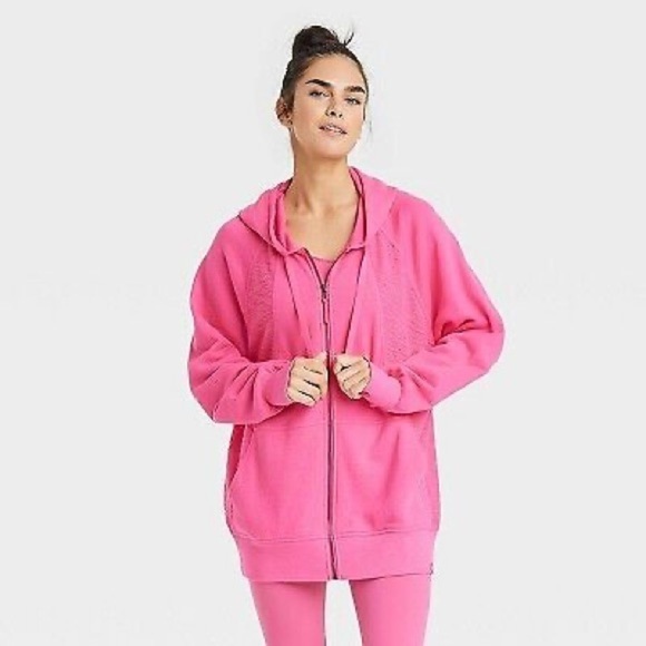 Vibrant Pink Hoodie with Zip Closure - Picture 5 of 5